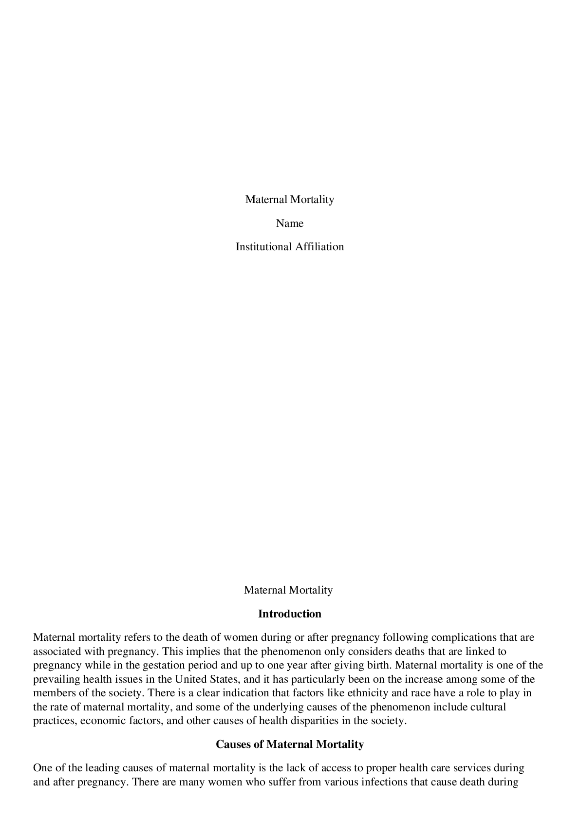 Preview image for Maternal Mortality